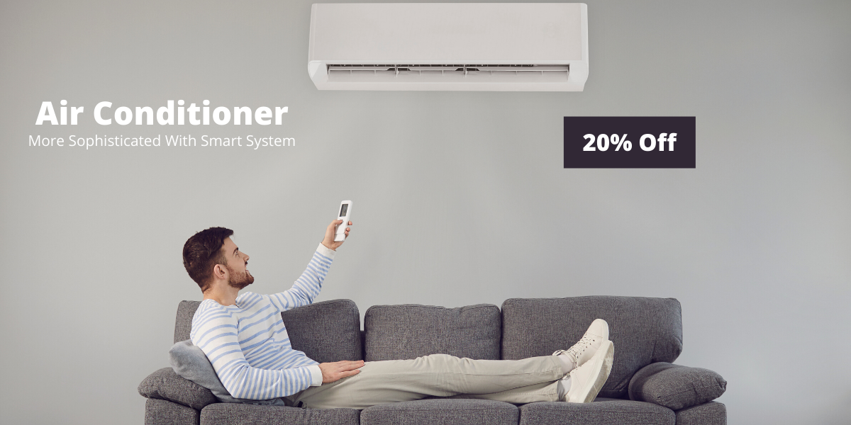 Grey Air Conditioning Promo Instagram Post (1200 × 600 px)